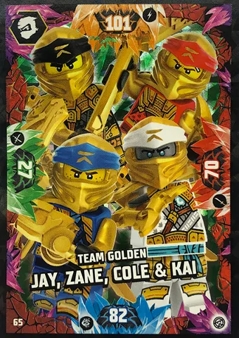 NINJAGO Trading Card Game (English) Series 8 - # 65 Team Golden Jay, Zane, Cole & Kai