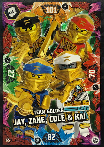 NINJAGO Trading Card Game (English) Series 8 - # 65 Team Golden Jay, Zane, Cole & Kai