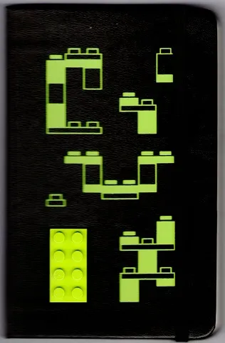 Notebook, Plain Small, Limited Edition (Moleskine) with Lime Bricks and Plates Pattern and Attached Lime 2 x 4 Plate