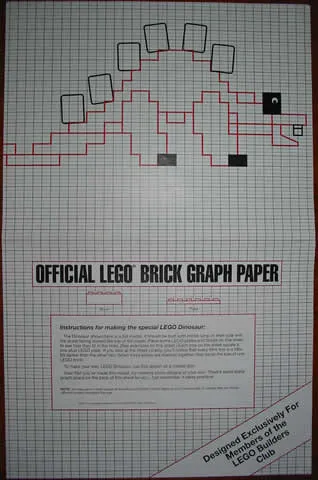 Brick Graph Paper, Exclusive for LEGO Builders Club, 1994 - Dinosaur