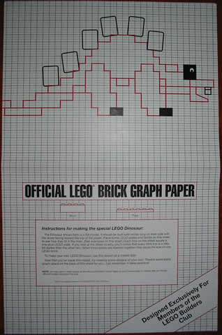 Brick Graph Paper, Exclusive for LEGO Builders Club, 1994 - Dinosaur