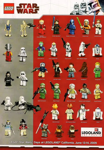 Star Wars 2009 Minifigure Gallery Poster, Legoland California Weekend version
