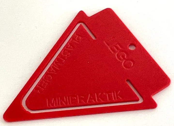 Paper Clip Plastic, Triangular with Debossed 'LEGO PLASTMAGER MINIPRAKTIK'