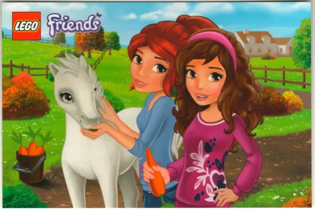 Postcard - Friends Mia and Olivia with Horse