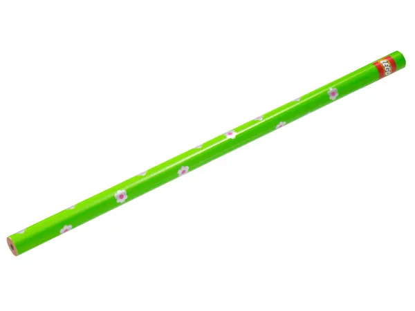 Pencil, Belville Bright Green with Silver and Dark Pink Flowers Pattern