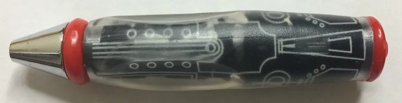 Bead, Pen Body with Red Ends, Chrome Tip, and SW Mechanical Pattern