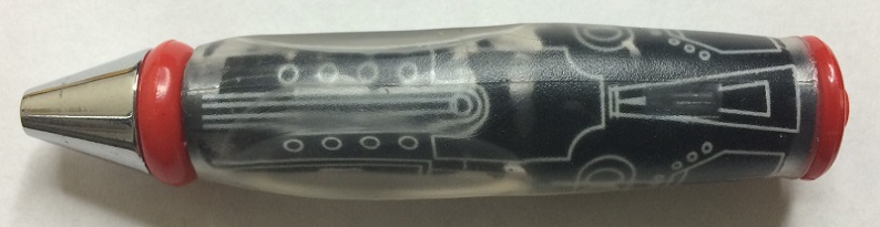 Bead, Pen Body with Red Ends, Chrome Tip, and SW Mechanical Pattern