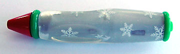 Bead, Pen Body with Green Ends, Red Tip, and White Snowflake Pattern