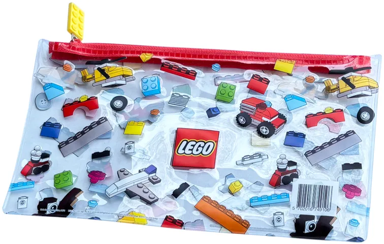 Pencil Bag, Red Zipper and Yellow Brick Pull, LEGO Logo