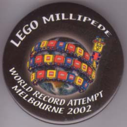 Pin, LEGO Millipede World Record Attempt Melbourne 2002 Badge