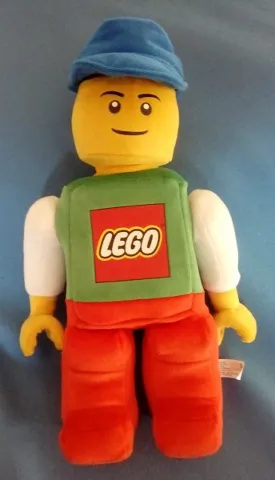 Boy with Green Top with LEGO Logo and White Sleeves, Red Legs, Blue Cap Minifigure Plush