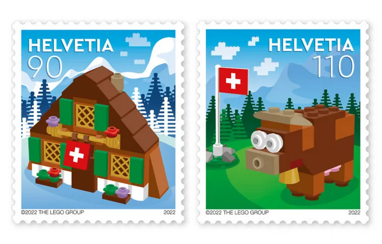 LEGO Stamp Switzerland 2022 - Chalet and Cow (Set of 2)