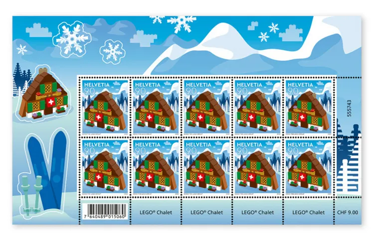 LEGO Stamp Switzerland 2022 - Chalet (Sheet of 10 with Stickers)