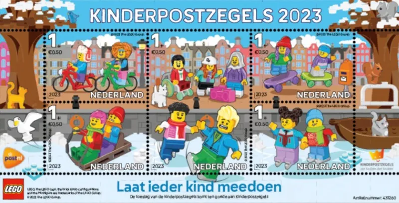 LEGO Stamp Netherlands 2023 - Kinderpostzegels Minifigures (Sheet of 5)