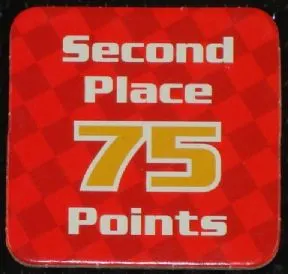 Racers Game 2nd Place Card with White 'Second Place 75 Points' Pattern