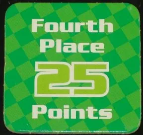 Racers Game 4th Place Card with White 'Fourth Place 25 Points' Pattern