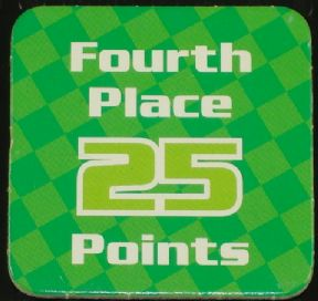 Racers Game 4th Place Card with White 'Fourth Place 25 Points' Pattern