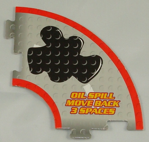 Racers Game Track Piece Special Oil Spill with Yellow 'OIL SPILL MOVE BACK 3 SPACES' Pattern