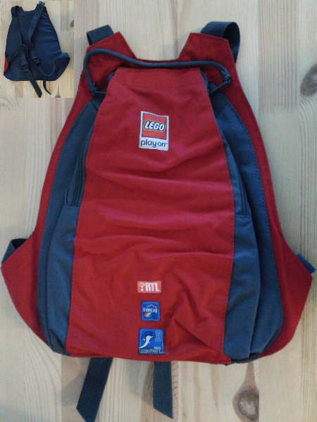 Backpack Red and Dark Gray with Lego play on Logo