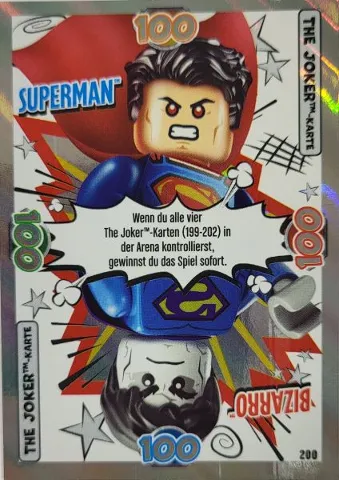 Batman Trading Card Game (German) Series 1 - # 200 The Joker Karte, Superman / Bizarro