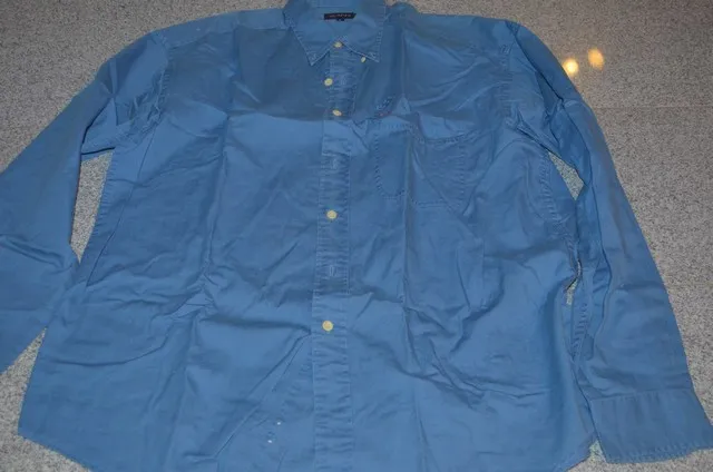 Shirt, Button Down with Small Stitched 2 x 2 Brick on upper left Chest