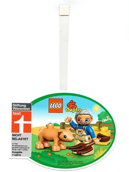 Display Sign, Wobbler / Shopper Stopper, Duplo - farmer with pig (ws6)