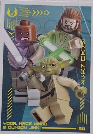 Star Wars Trading Card Collection (German) Series 4 ('Die Macht' Edition) - # 60 Yoda, Mace Windu & Qui-Gon Jinn