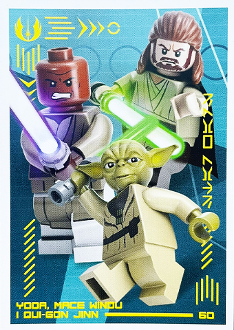 Star Wars Trading Card Collection (Polish) Series 4 (Edycja Mocy) - # 60 Yoda, Mace Windu i Qui-Gon Jinn