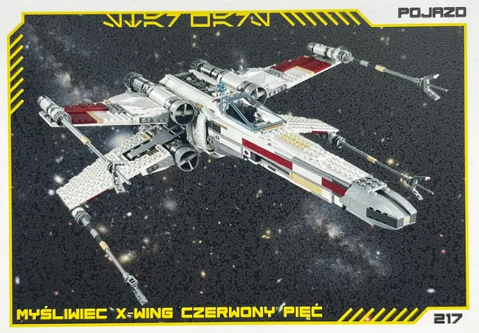 Star Wars Trading Card Collection (Polish) Series 4 (Edycja Mocy) - # 217 Myśliwiec X-wing czerwony pięć