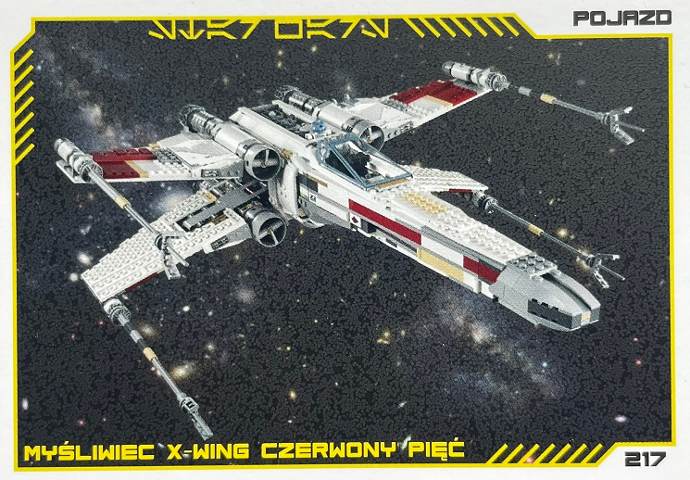 Star Wars Trading Card Collection (Polish) Series 4 (Edycja Mocy) - # 217 Myśliwiec X-wing czerwony pięć