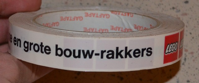 Tape, Cellophane with LEGO Logo, 'voor kleine en grote bouw-rakkers' and 'toont wat kinderen kunnen' Pattern
