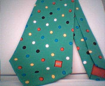 Tie, Multicolor Dots on Green Background