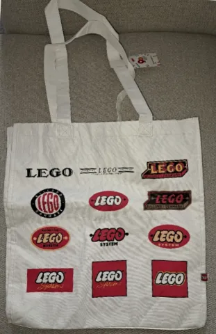 Tote Bag, 90 Years of Play and Evolution of the LEGO Logo Pattern