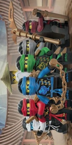 Towel, Ninjago Sensei Wu and 6 Ninjas with Gold Weapons, 70 x 140 cm
