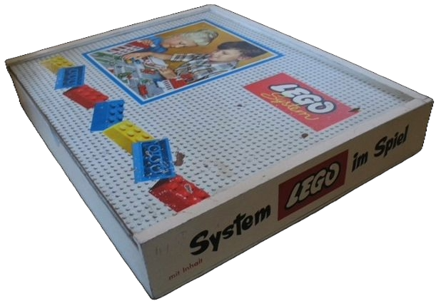 Wooden Storage Box with 'System im Spiel' Pattern