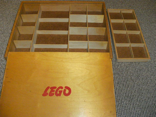 Wooden Storage Box with Plain Sliding Top and Red LEGO Logo (no Dogbone)
