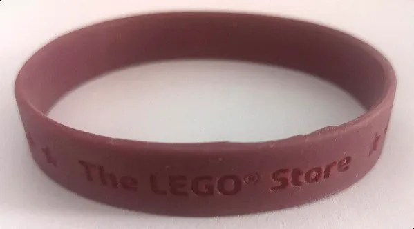 Wristband, Rubber, Dark Red with 'The LEGO Store' Pattern