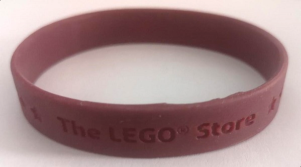 Wristband, Rubber, Dark Red with 'The LEGO Store' Pattern