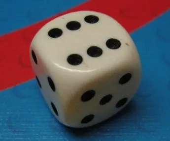 Die, 6 Sides with Black Pips 1 to 6 Pattern