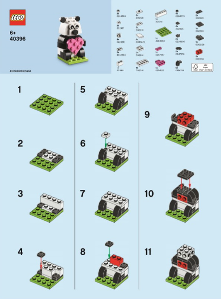 Monthly Mini Model Build Set - 2020 02 February, Valentine Panda polybag