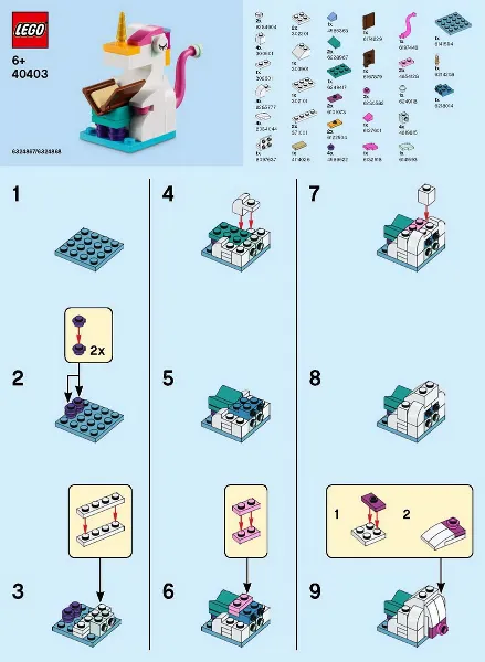 Monthly Mini Model Build Set - 2020 09 September, Literacy Day Unicorn polybag