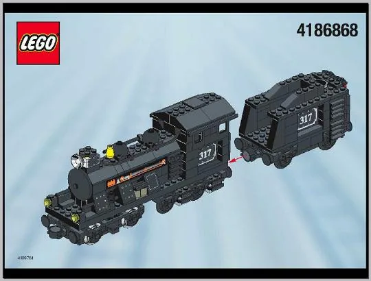 Large Train Engine with Tender Black (Motorizable, sets 4534, 4535)