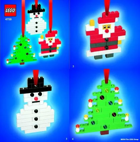 Three Christmas Decorations - Santa, Tree and Snowman
