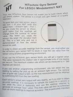 Gyroscopic Sensor for Mindstorms NXT