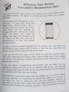 Gyroscopic Sensor for Mindstorms NXT