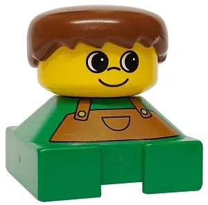 Duplo 2 x 2 x 2 Figure Brick, Green Base with Overalls, Brown Hair, Yellow Head (75418)