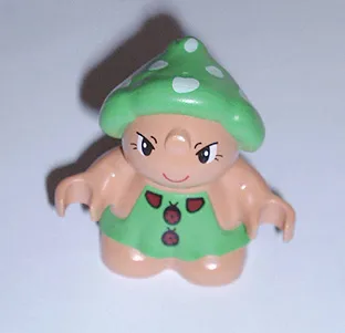 Duplo Figure Little Forest Friends, Female, Green Dress with Ladybugs Pattern (Grizzly Toadstool)