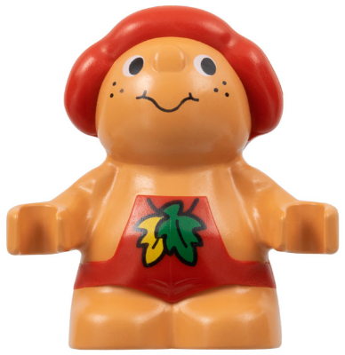 Duplo Figure Little Forest Friends, Male, Red Outfit with Leaves Pattern (Baby Jelly Strawberry) (4142316)