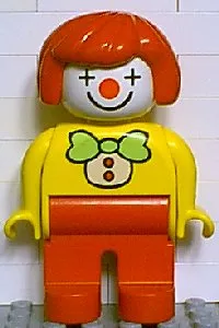 Duplo Figure, Female Clown, Red Legs, Red Hair