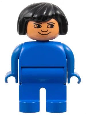 Duplo Figure, Female, Blue Legs, Blue Blouse, Black Hair